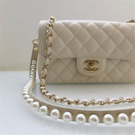 white chanel bag with pearls|Chanel pearl tote bag.